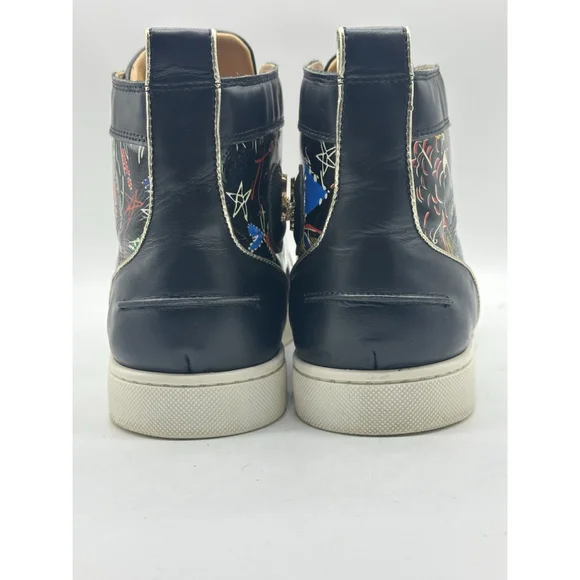 Christian Louboutin Louis Junior Graffiti Print Black Leather High Top 44